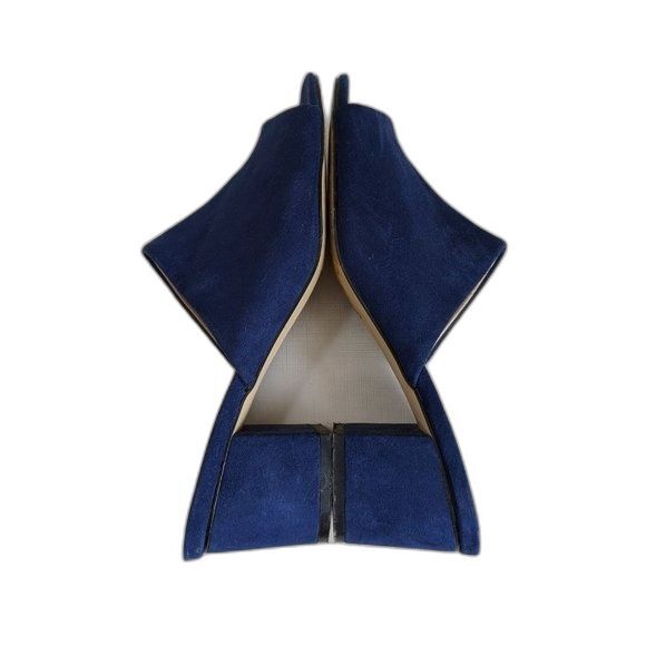 Covington Sandals Women 9 Blue Suede Shoes Blocky Chunky Heel Slide Y2k 2000s - Picture 11 of 11